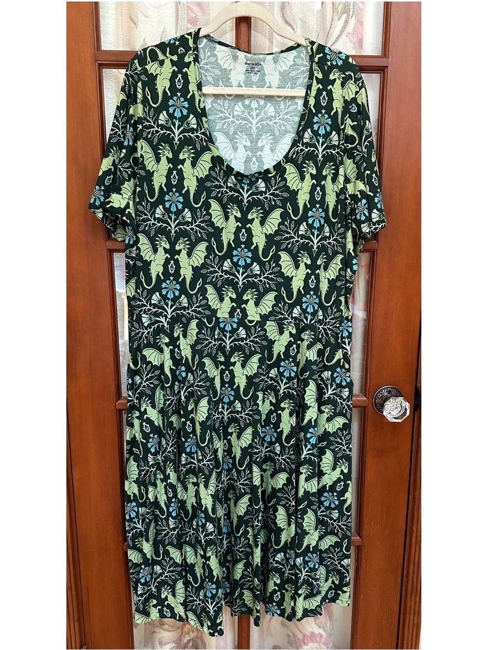 Dragons print Twirl dress with pockets